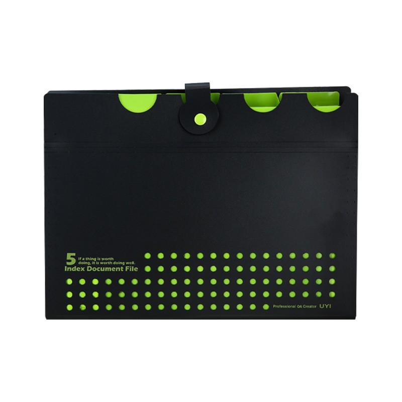 A4 Multi-Layer 5-Compartment Accordion Document Bag with Snap Closure