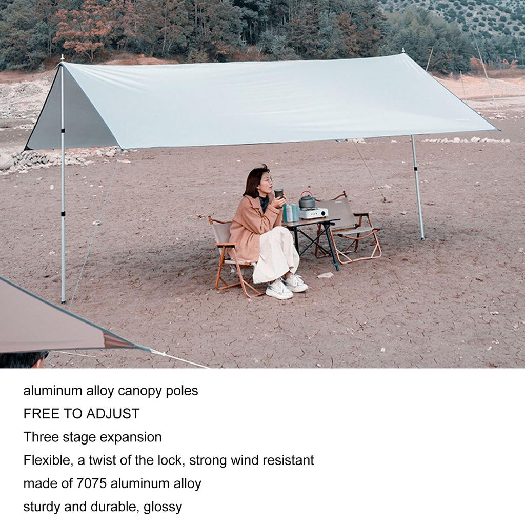 2pcs Camping Tent Poles Aluminum Alloy Adjustable 95 to 235cm Telescopic Canopy Supporting Rods with Storage Bag for Hiking Backpacking