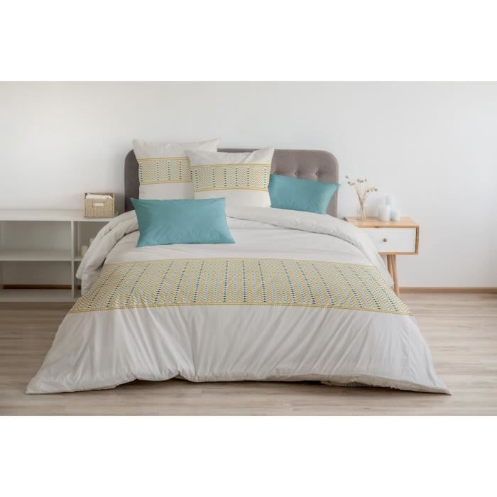 Parure De Couette HOME LINGE PASSION Nat - 3 Pcs - 260 X 240 - 100% Coton 57 Fils - Miel
