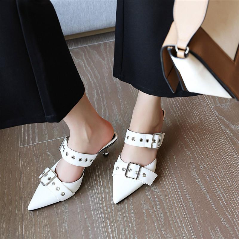 Women's High-heeled Slippers Summer New European and American Style Sexy Small Pointed Thin Heel Large Size Muller Shoes