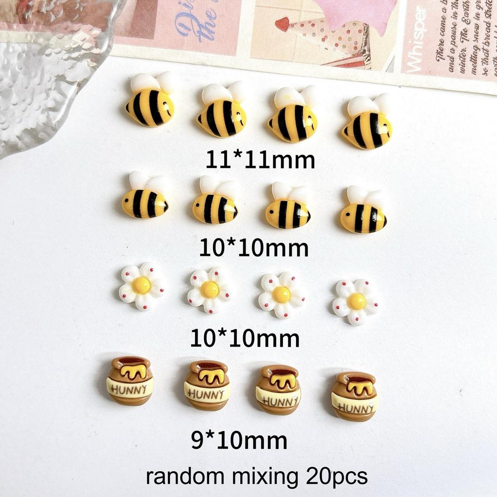 20/60pcs Honey Jar Resin Charms Suitable for DIY Nail Art, Jewelry Making, Crafts - Bee-Themed Decorations with Honey Jars