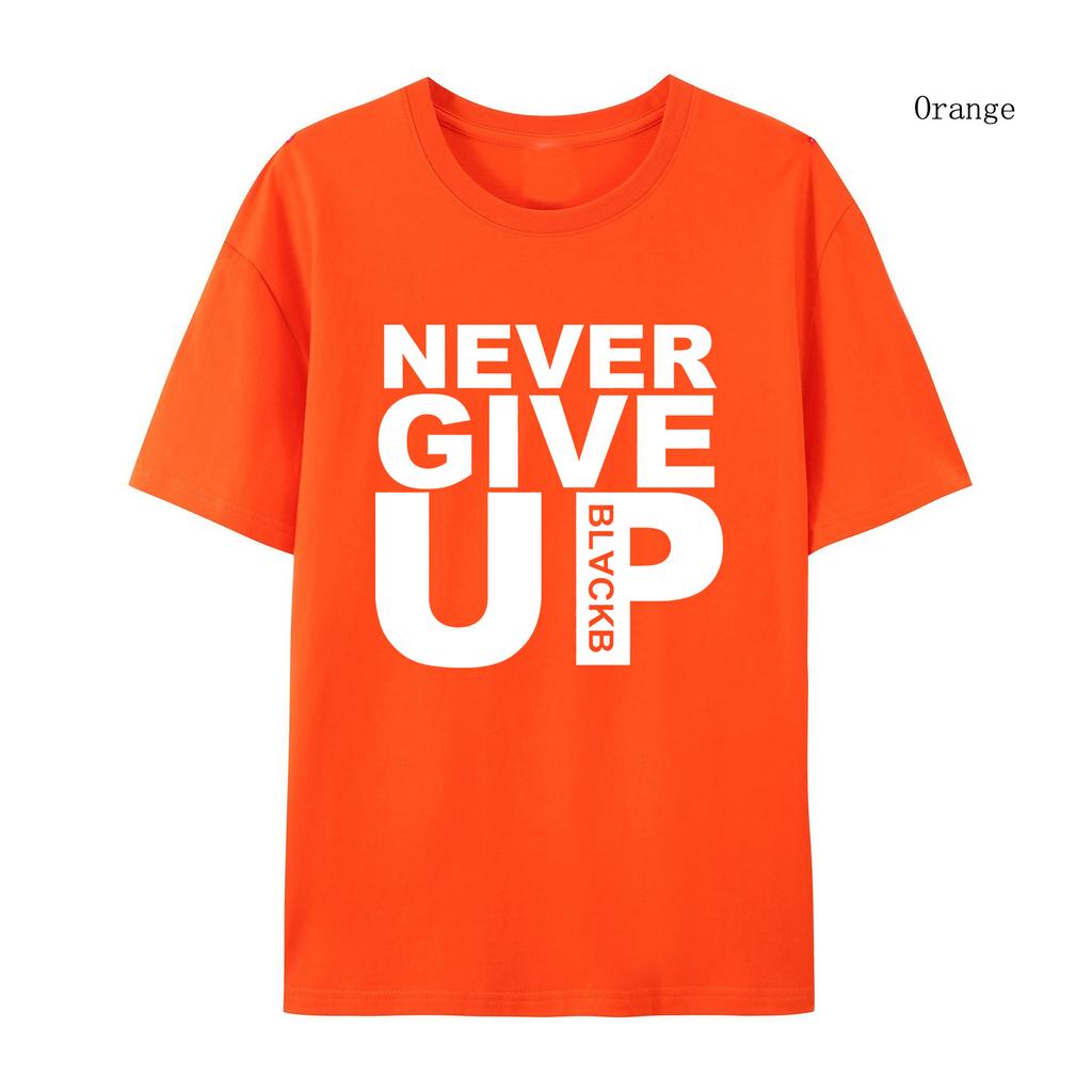 Autumn Winter Men T-shirt Tracksuit Never Give Up 100% Cotton Printed Round Neck High-quality Casual Fitness Street T-shirt