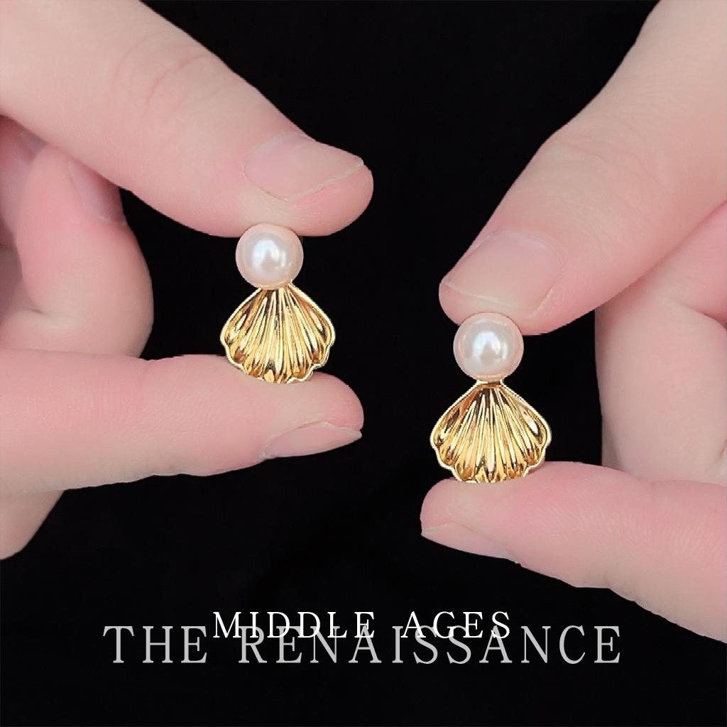 Хайбэй~ Легкие Средневековые Одно-Двухцветные Стеклянные Жемчужные Серьги-Гвоздики Французские Легкие Роскошные Серьги Серьги