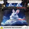 2/3Pcs Quilt Cover Set Cartoon Animal Bunny Printed Duvet Cover Set King Queen Style Bedding Set Polyester Machine Washable