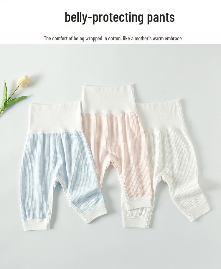 Newborn High-Waist Cotton Snap Pants - Baby Autumn Big Butt Style