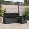 Garden Sofa Set with Cushions 4 pcs Black Poly Rattan