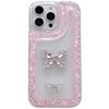 iPhone 16 Glitter Rhinestone Phone Case with Bow, Transparent Design Compatible with Apple Models 11-16.
