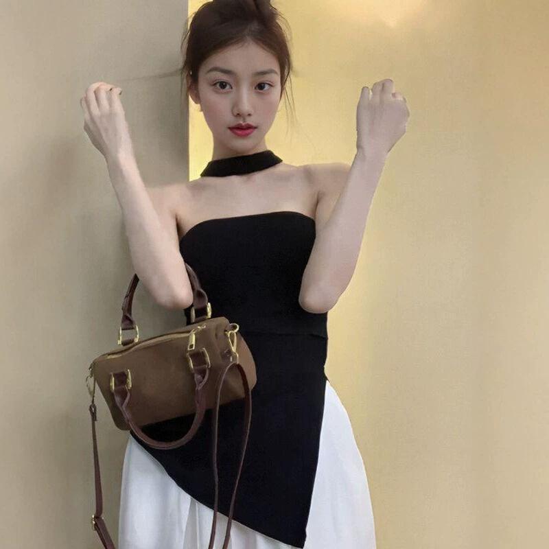 High Sense Black Spice Girl Tube Top Women's Summer New Fashion Temperament Irregular Slim Slim Top