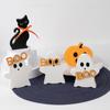 3PCS Spirit Pumpkin Cats Table Sign Wooden Ornaments Halloween Home Tabletop Decoration Festival Parties Supplies