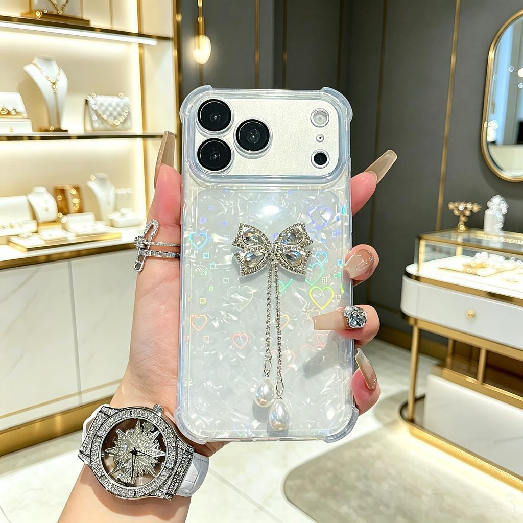 The new model is suitable for oppo Realme16 four-corner anti-drop C85 mobile phone case, bow tassel shell pattern.