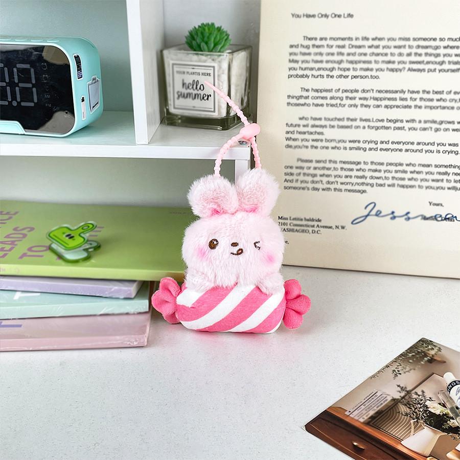 Candy Soft Animal Cartoon Plush Toy Rabbit Keychain Backpack Pendant Decoration