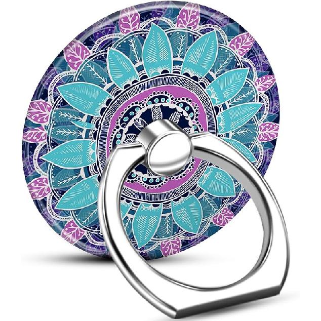 TACOMEGE Printed Bohemian Blue Phone Ring Grip Holder, Mandala Finger Ring Stand for Tablet Cell Phone and Case Bohemian Blue