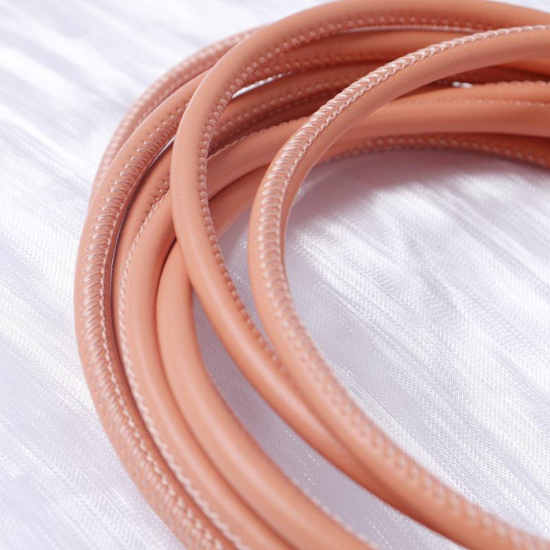 PU Leather Round Handle Strap with Lock Edge Stitching - DIY Traction Weaving Ornament E18