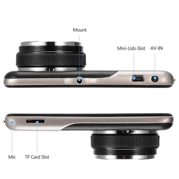 4 Inch Screen Car Camera, 170° Wide Angle G-sensor Motion Sensor Night Vision Car Mount Dashboar Camera Parking Monitor Car Dashcam with Rear Camera