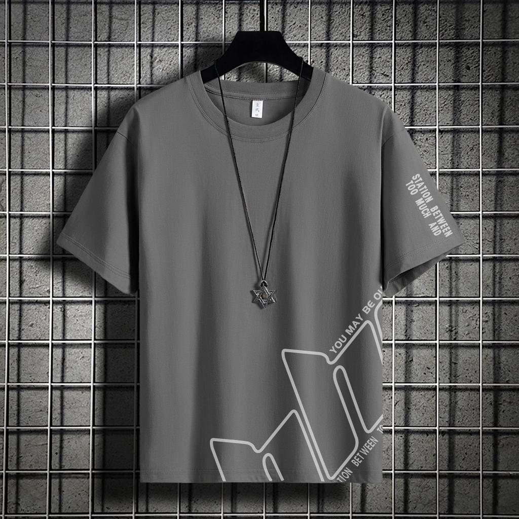 Short-Sleeved T-Shirt Men'S Summer Thin Ice Silk Loose Trendy T-Shirt Half-Sleeved Casual Clothes