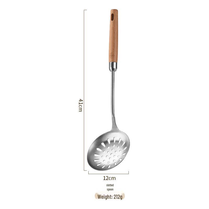 Yoshida Takumi 304 Stainless Steel Slotted Spoon Set with Beech Handles