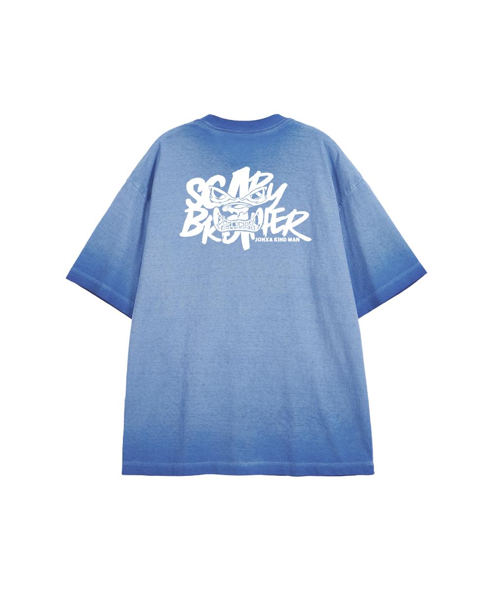 Astral Projection [Ap Studio X Scary Brothers Series 1] Pigment Loose Fit Short Sleeve T-Shirt_Blue L
