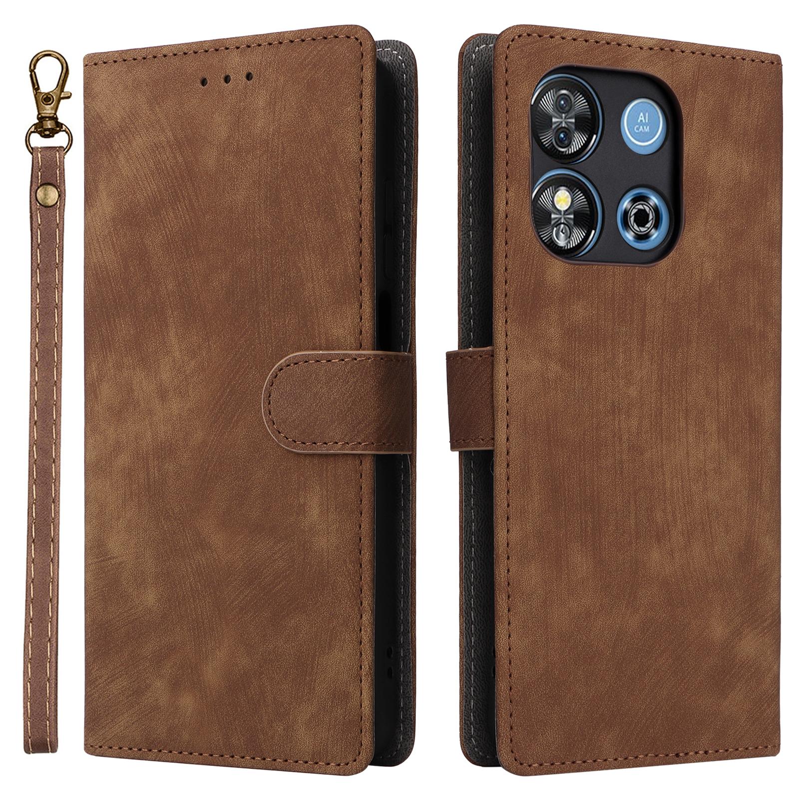 

For Oukitel C57 Pro/C57s Wallet Case RFID Blocking PU Leather Cover Stand View Brown