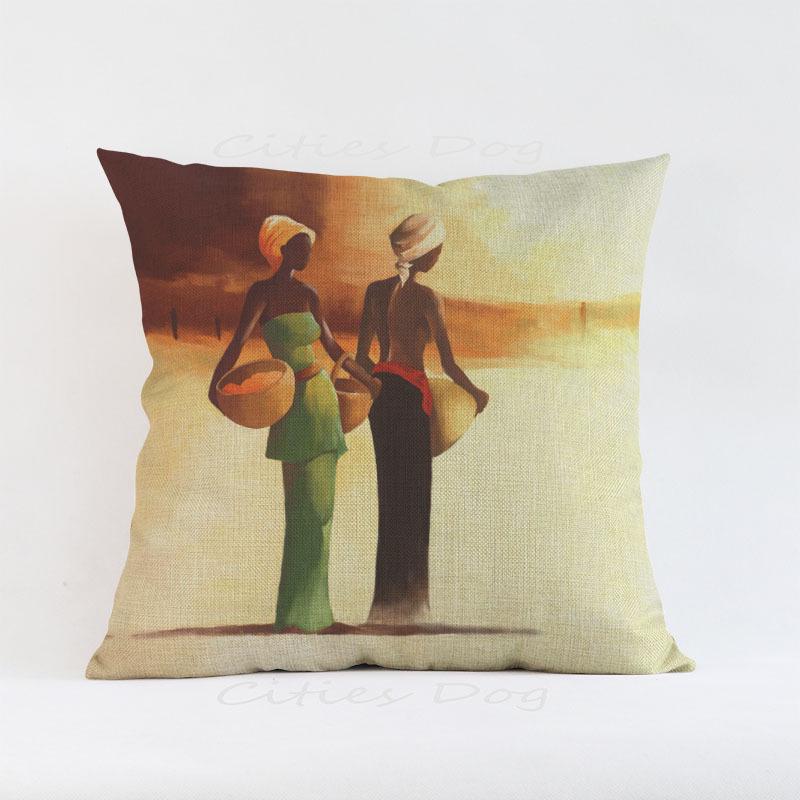 African Woman Painting Cushion Cover for Safe Pillow Case 45x45 Home Decorative Throw Pillow Cover Car Pillow Chair BZ175
