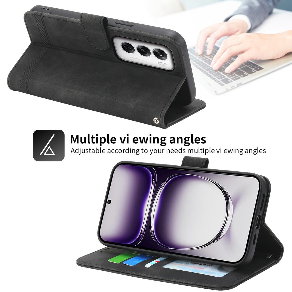 DIERFENG DF-03 Für Oppo Reno12 5G (Global) Stoßfestes Etui Leder Brieftasche Handyhülle