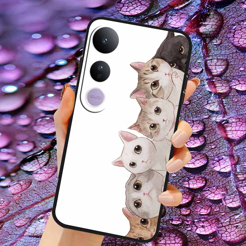 Case For Vivo V50 Lite Soft 3D Flower Relief Emboss Silicone Covers for Vivo V 50 Lite 4G 5G V50Lite Soft Capa Protective Casing