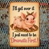 Vintage Metal Poster Cute Pig Funny Sign Kitchen Wall Decor