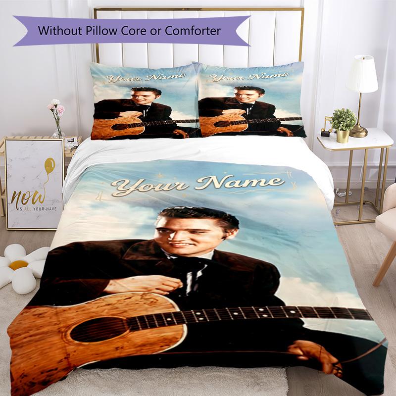 Elvis Presley Customize Text Bed CoverBed Perfect for Study room Breathable Duvet Cover Home Decor Gift for Festivals