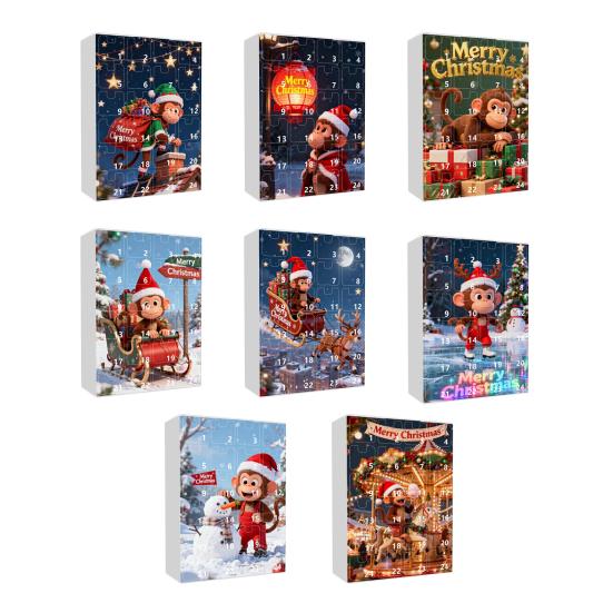 Advent Calendar Resist Monkey Wearing Christmas Hat Design 24-Day Countdown Festive Family Activity Calendar