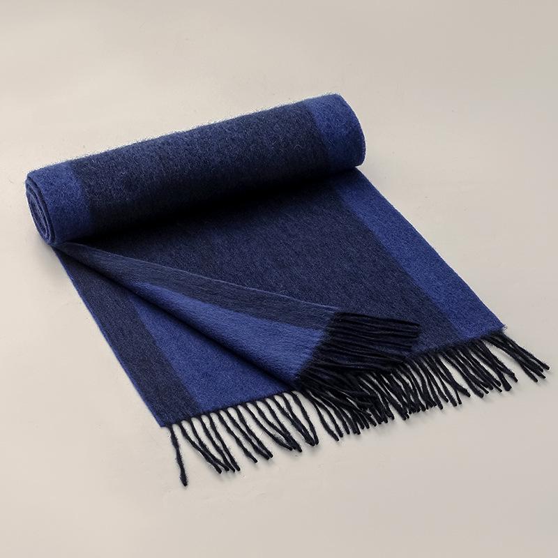 

Мужской двухцветный градиентный шерстяной шарф - корейский стиль 2024 года, мода осень/зима, теплый и стильный