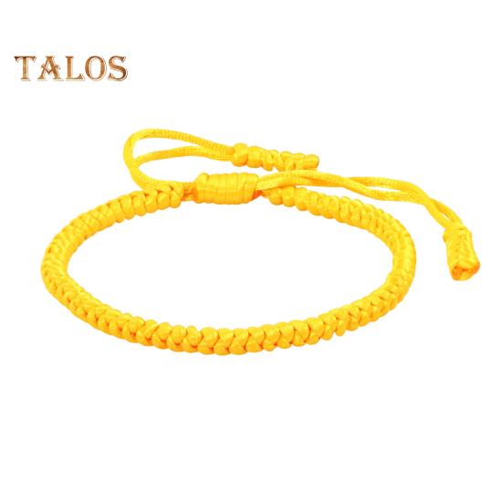Унисекс ручная веревка регулируемая ручная работа плетеный однотонный толстый противоломающийся легкий штабелируемый браслет символические цвета для благословений значимые жёлтый