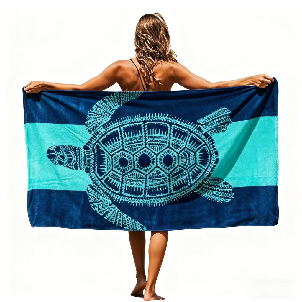 Hot Seller Turtle & Flamingo Quick-Dry Ultra-Fine Fiber Beach & Bath Towel, Thick & Absorbent