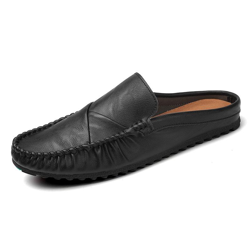 Fitting room Doudou shoes men's 2026 summer without heel half drag men's shoes men's casual leather