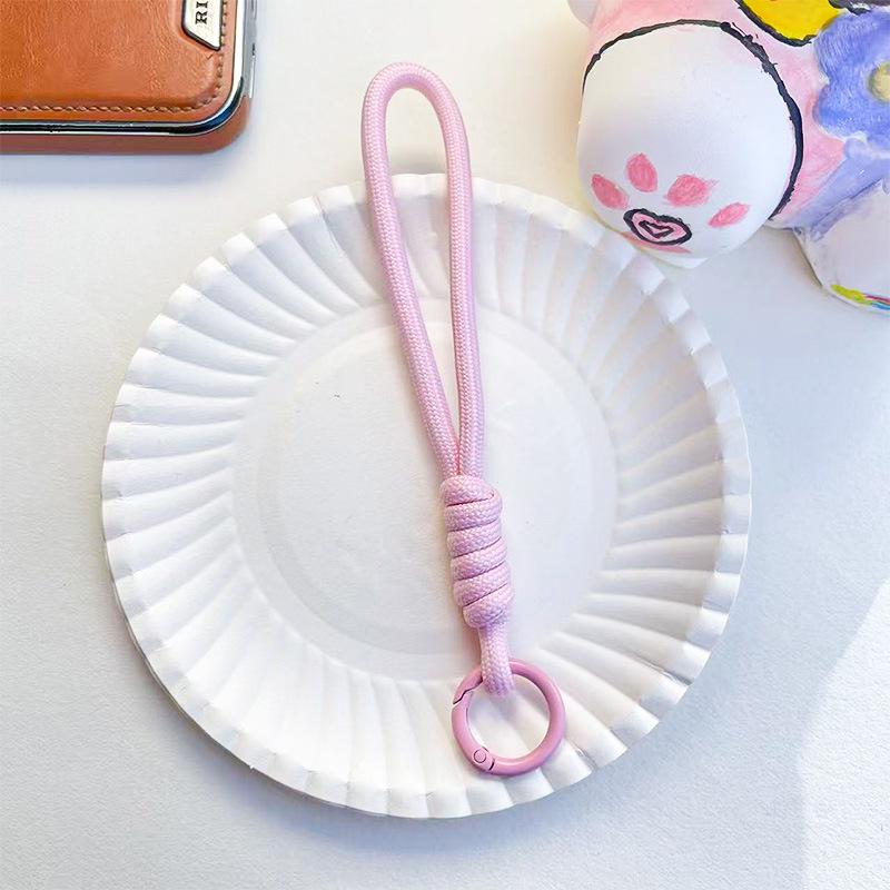 14CM Color Block Woven Plush Mobile Phone Lanyard & Anti-Lost Keychain Rope