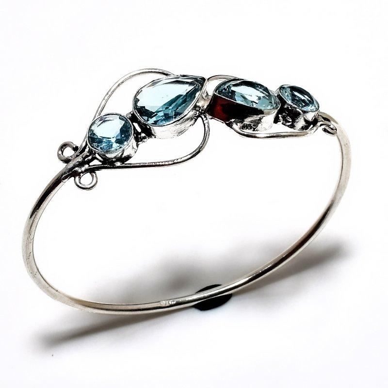 

Swissblue Топаз Драгоценный камень 925 Посеребренный браслет-манжета ручной работы