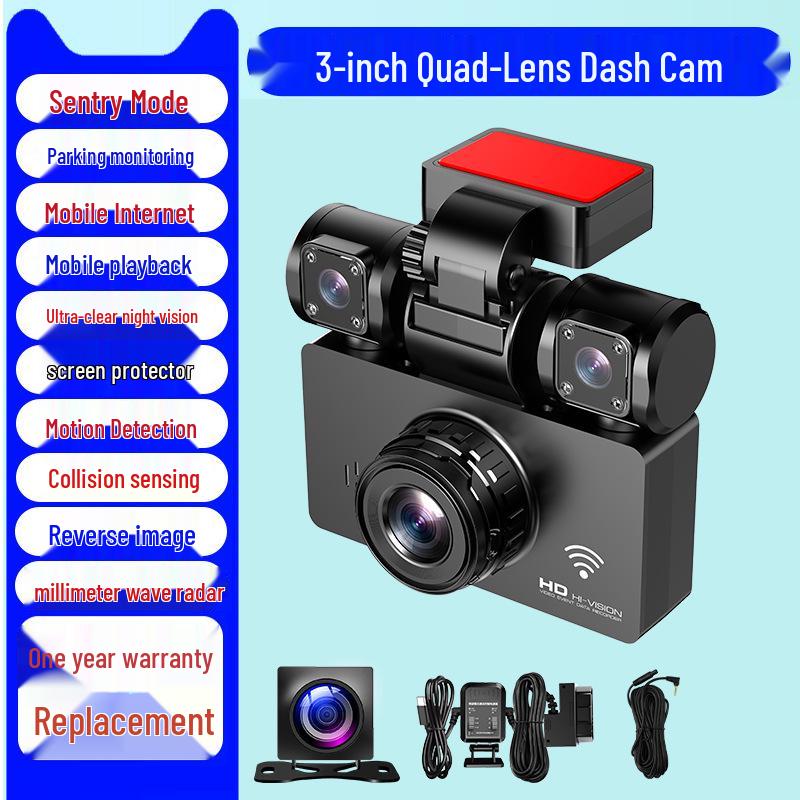 2025 Wireless 360° Dash Cam with Sentinel Mode & 24-Hour Parking Monitoring