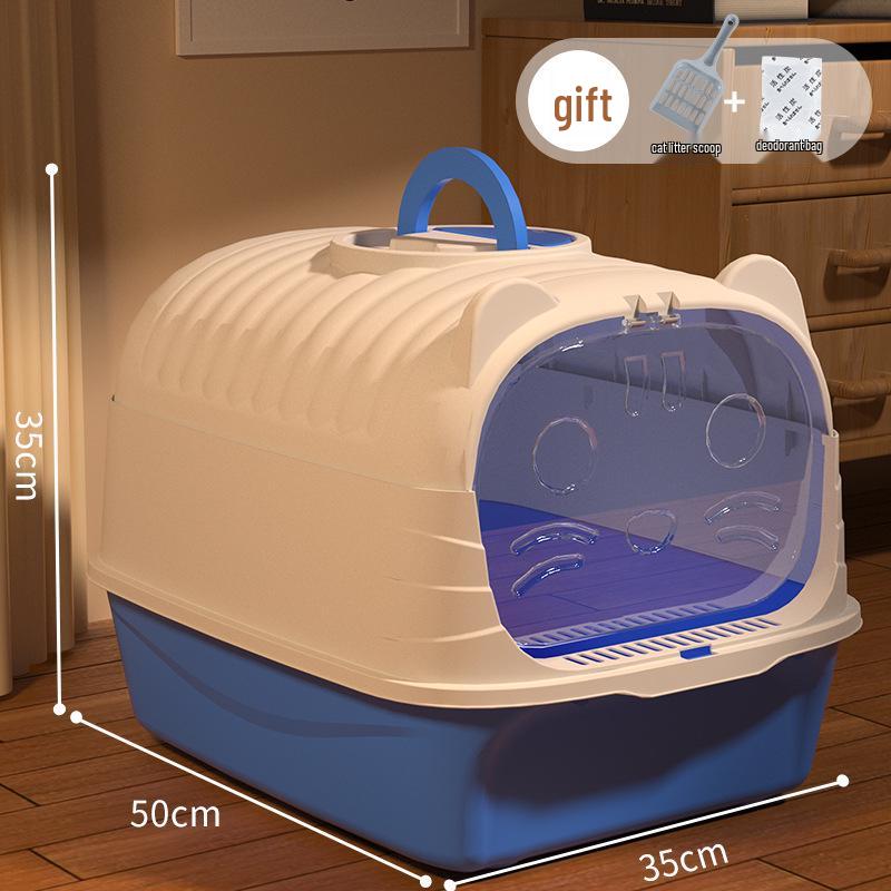 Fully Enclosed Oversized Cat Litter Box with Deodorizing Anti-Splash Design