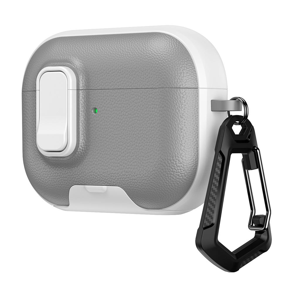 For AirPods Pro 3 Case with Stand Dual Color Texture TPU + PC Earphone Cover with Lock Buckle and Carabiner