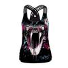 Women's Sleeveless V Neck Tank Top Digital Print Cross Strap Back Design Casual Summer Blouse Lightweight Breathable Fabric