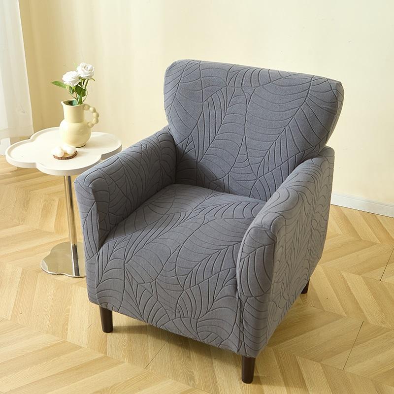 Leaves Jacquard Tub Chair Cover Stretch Club Sofa Cover Couch Armchair Slipcovers Elastic Single Sofa Covers Living Room Bar