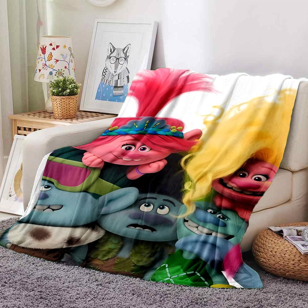 Trolls Theme Printed Blanket - Perfect for Couch, Bed, Travel & Outdoor Use | Machine Washable, Cozy & Durable.