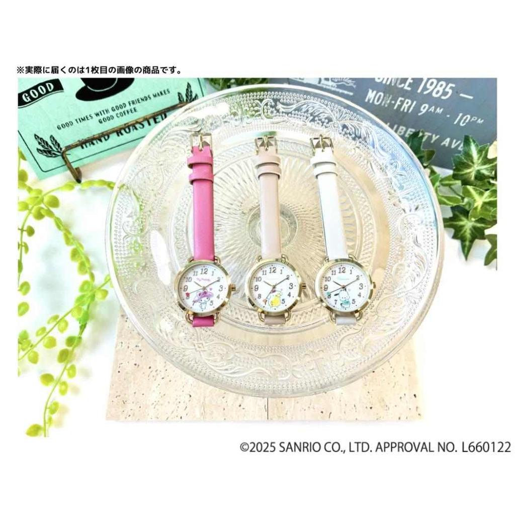 Fieldwork Analog Watch with Sanrio Cute Synthetic Leather Pompompurin Beige Perfect for or Business Women's Characters, Strap, Heart-Shaped Hands,