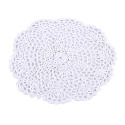 30 cm rundes Tischset aus handgehäkelter Baumwollmischung mit floraler Spitze