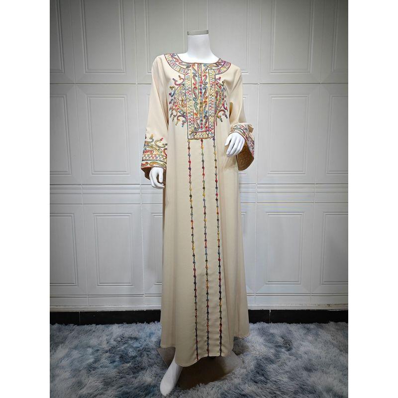 

Индонезия Ближний Восток Дубай Ближний Восток Халат Одежда Арабский Халат Вышивка Путешествие Формальное Платье Платье Платья Light apricot L