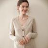 2025 Korean Style Cashmere V-Neck Mélange Sweater Cardigan for Women