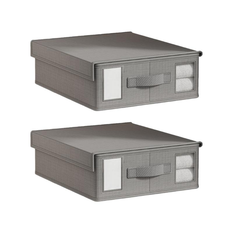 

Breathable Nonwoven Fabric Bedding Container Bed Linens Organiser Box With Dustproof Cover And Clear View Window