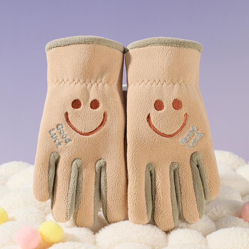 Childrens gloves autumn and winter velvet to keep warm One Size [Suitable for 7-12 years old]