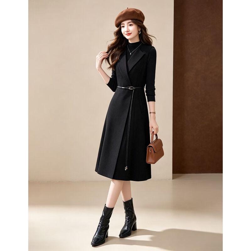 D.F.DEAR Women's Mock Neck Slim Fit Top and Vest Dress Two-Piece Set