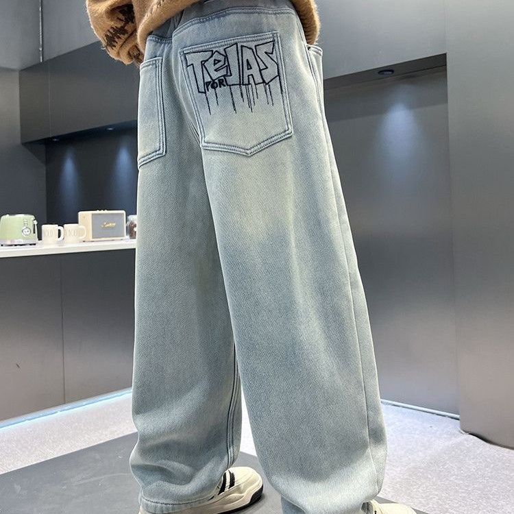 

Брюки для мальчиков на весну и осень Свободные детские брюки Универсальные джинсы 170