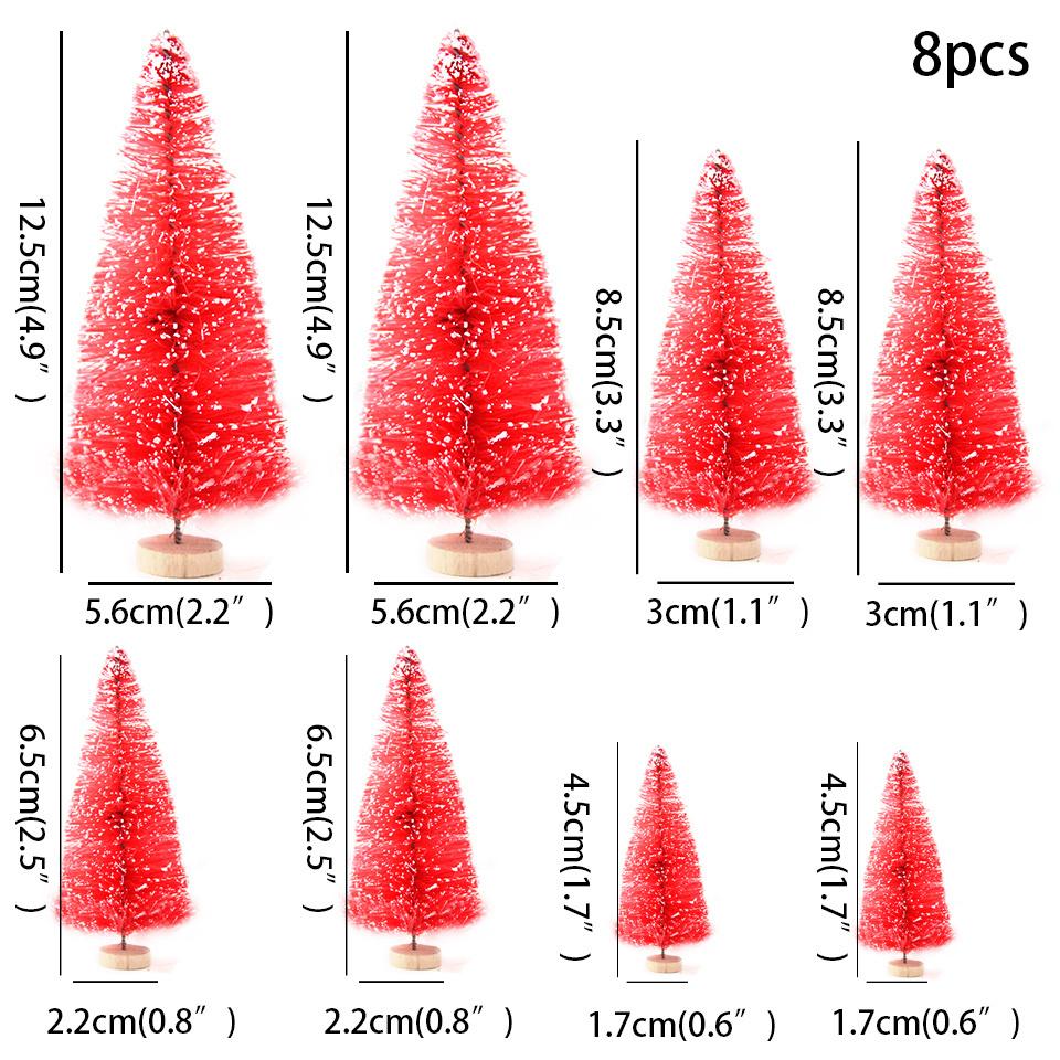 

8PCS Multi Size Christmas Pine Tree Colorful Mini Trees for Xmas Home Desktop Ornaments Noel Party Table Decoration Supply 0.6M