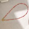 Imitation Pearl Necklace Women Choker Seed Beads Rainbow Stainless Steel Clasp Sailor Buckle Base Chain Gold Color Boho